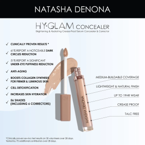 Hy-Glam Brightening & Hydrating Medium to Full Coverage Crease Proof Serum Concealer - Bajo Pedido