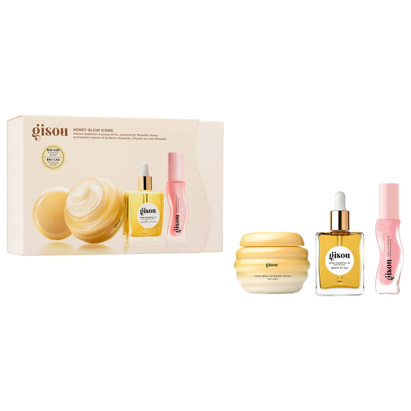 Gisou Honey Glow Icons Hair & Lip Set-Bajo Pedido
