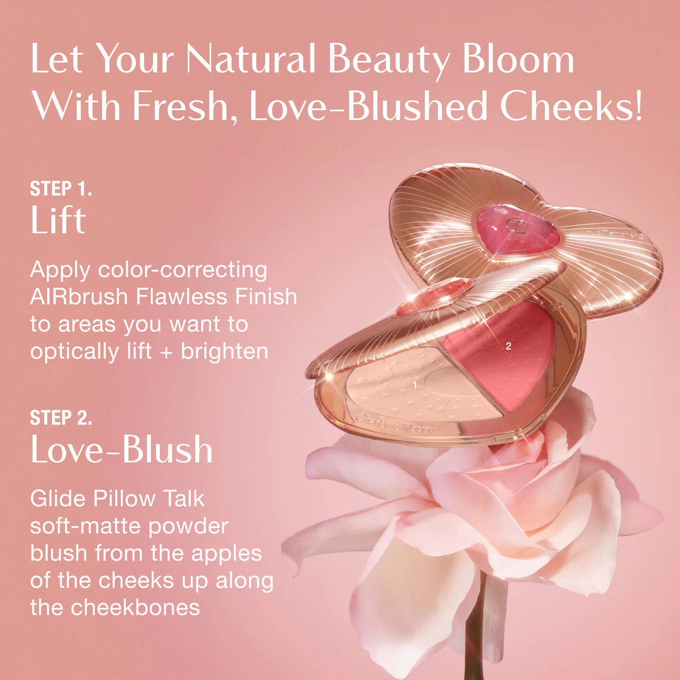 Pillow Talk Beauty Soulmates Airbrush Flawless Finish Brightening and Blush Powder Palette